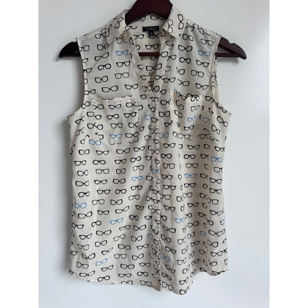 Talbots Nantucket Women Small Petite Sleeveless Button Down Optometrist Glasses